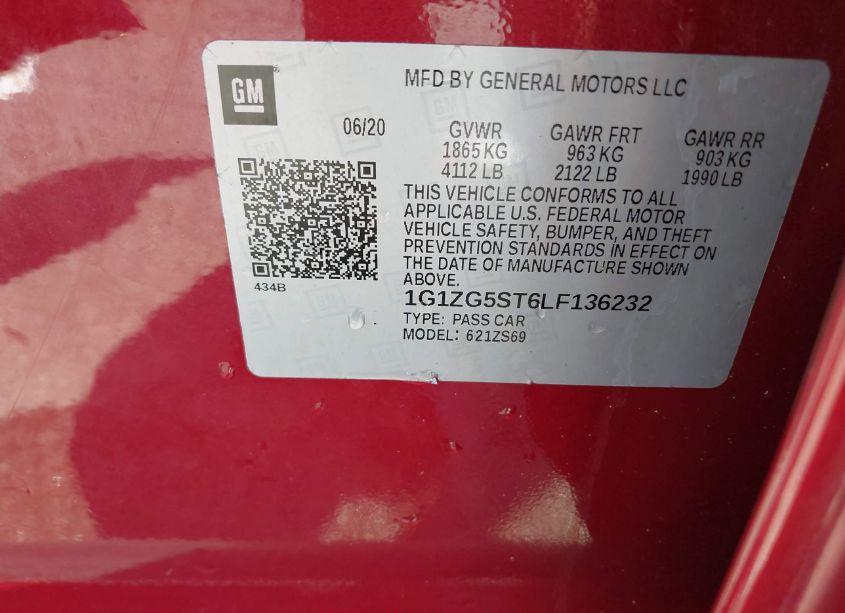 Photo 9 of 2020 Chevrolet Malibu FWD RS (VIN 1G1ZG5ST6LF136232)