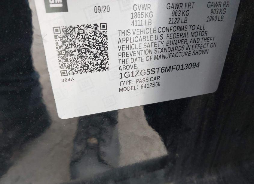 Photo 9 of 2021 Chevrolet Malibu FWD RS (VIN 1G1ZG5ST6MF013094)