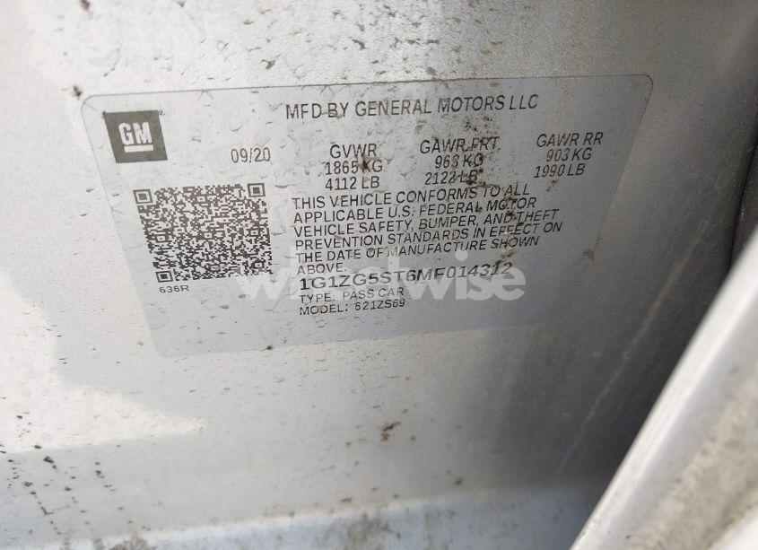 Photo 9 of 2021 Chevrolet Malibu FWD RS (VIN 1G1ZG5ST6MF014312)