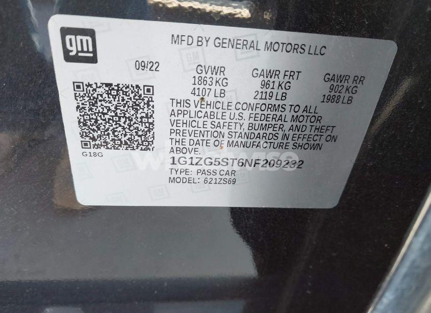 Photo 9 of 2022 Chevrolet Malibu FWD RS (VIN 1G1ZG5ST6NF209232)