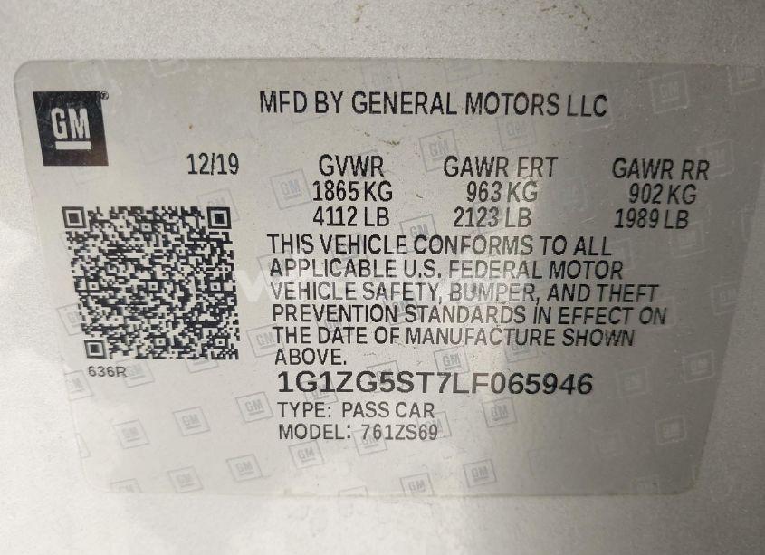 Photo 9 of 2020 Chevrolet Malibu FWD RS (VIN 1G1ZG5ST7LF065946)