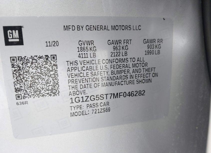 Photo 9 of 2021 Chevrolet Malibu FWD RS (VIN 1G1ZG5ST7MF046282)