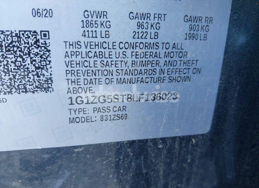 Photo 9 of 2020 Chevrolet Malibu FWD RS (VIN 1G1ZG5ST8LF136023)