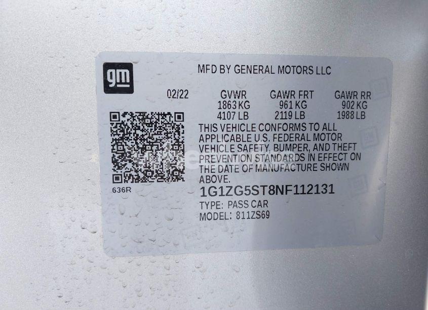 Photo 9 of 2022 Chevrolet Malibu FWD RS (VIN 1G1ZG5ST8NF112131)