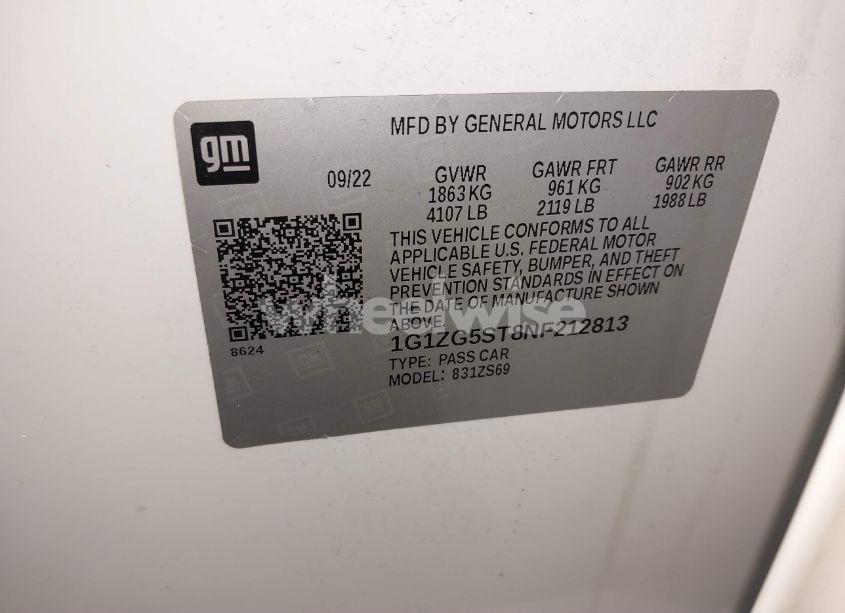 Photo 9 of 2022 Chevrolet Malibu FWD RS (VIN 1G1ZG5ST8NF212813)