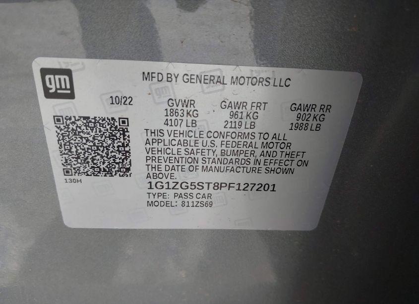 Photo 9 of 2023 Chevrolet Malibu FWD RS (VIN 1G1ZG5ST8PF127201)
