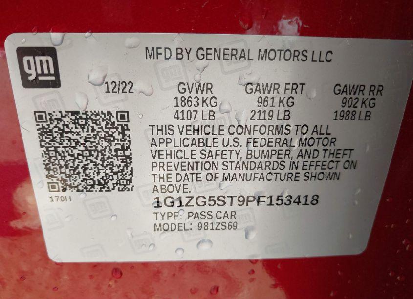 Photo 9 of 2023 Chevrolet Malibu FWD RS (VIN 1G1ZG5ST9PF153418)