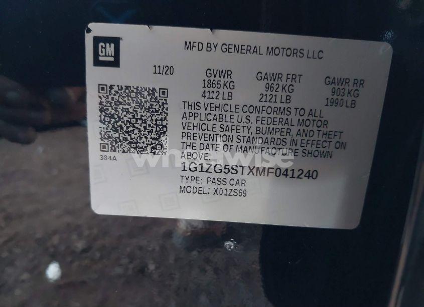 Photo 9 of 2021 Chevrolet Malibu FWD RS (VIN 1G1ZG5STXMF041240)