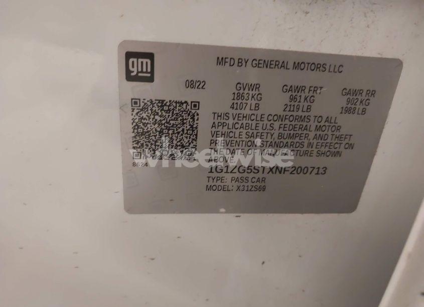 Photo 9 of 2022 Chevrolet Malibu FWD RS (VIN 1G1ZG5STXNF200713)