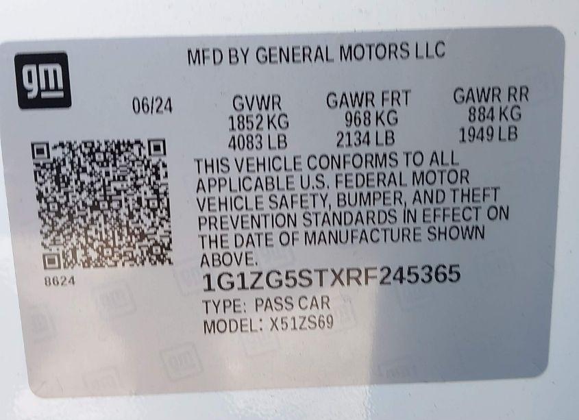 Photo 9 of 2024 Chevrolet Malibu FWD RS (VIN 1G1ZG5STXRF245365)