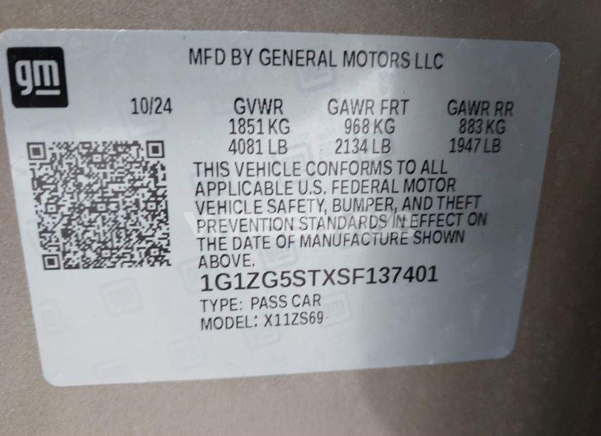 Photo 9 of 2025 Chevrolet Malibu FWD RS (VIN 1G1ZG5STXSF137401)