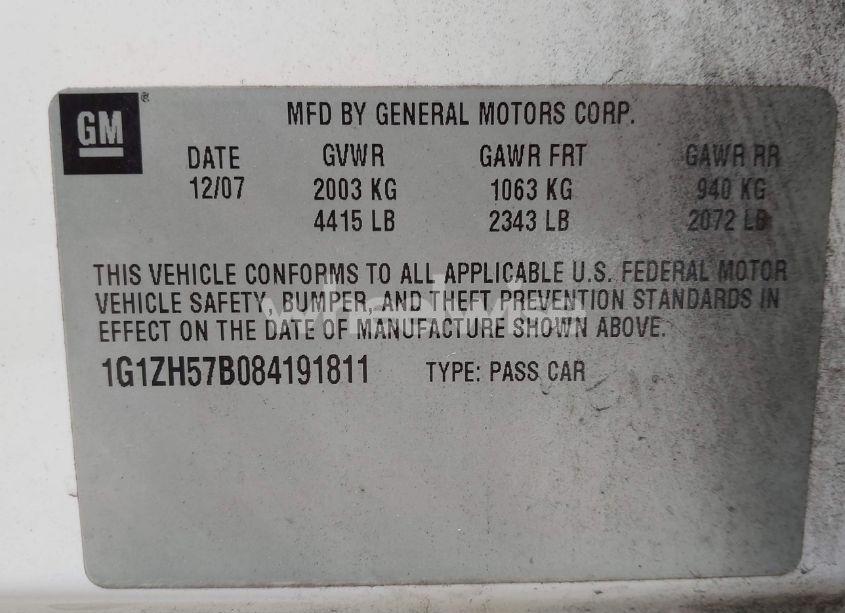 Photo 9 of 2008 Chevrolet Malibu LT (VIN 1G1ZH57B084191811)