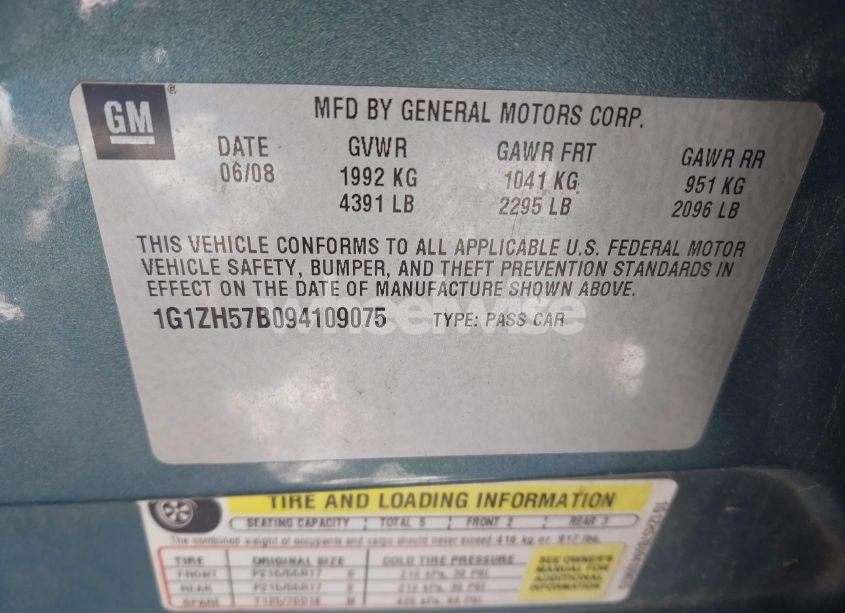 Photo 9 of 2009 Chevrolet Malibu LT (VIN 1G1ZH57B094109075)