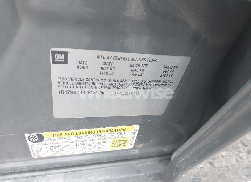 Photo 9 of 2009 Chevrolet Malibu LT (VIN 1G1ZH57B09F131050)