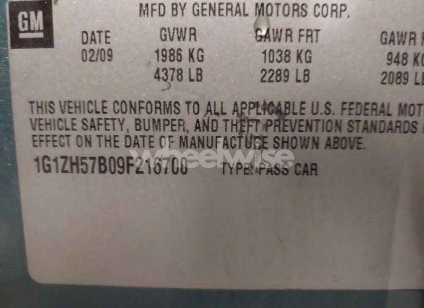 Photo 9 of 2009 Chevrolet Malibu LT (VIN 1G1ZH57B09F216700)