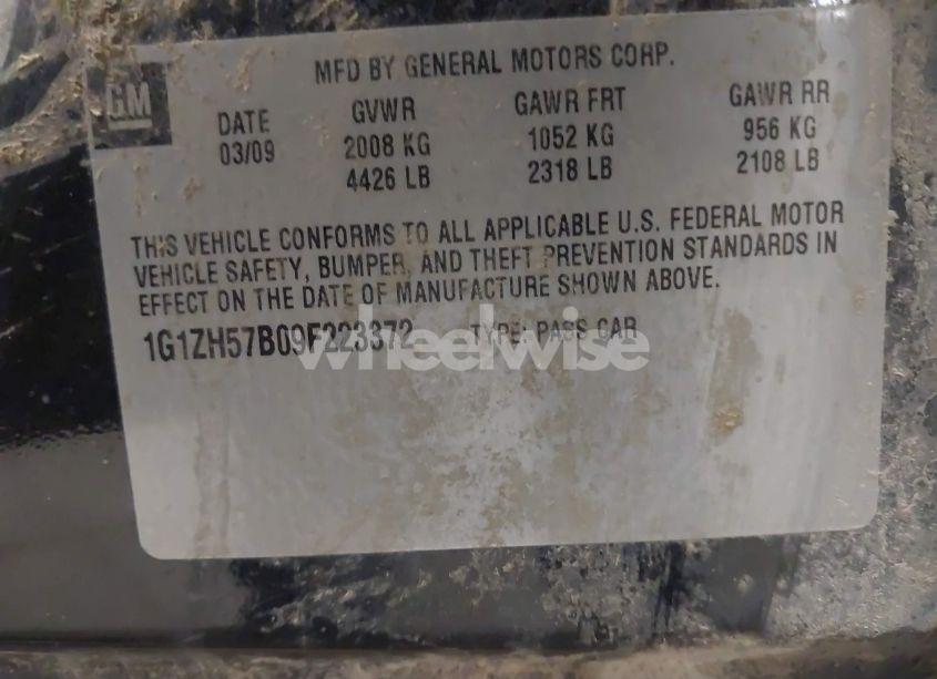 Photo 9 of 2009 Chevrolet Malibu LT (VIN 1G1ZH57B09F223372)