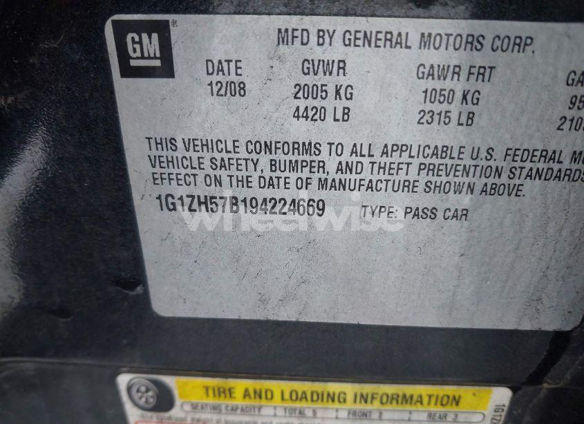 Photo 9 of 2009 Chevrolet Malibu LT (VIN 1G1ZH57B194224669)