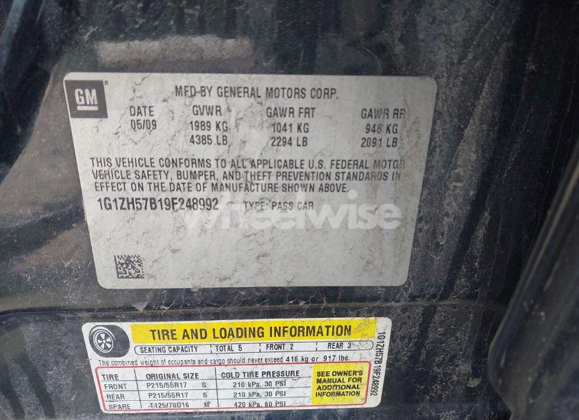 Photo 9 of 2009 Chevrolet Malibu LT (VIN 1G1ZH57B19F248992)