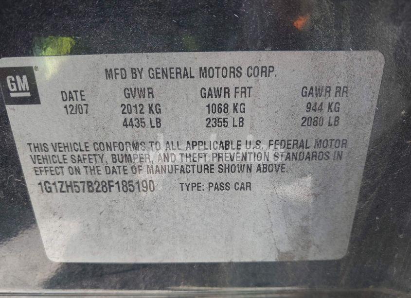 Photo 9 of 2008 Chevrolet Malibu LT (VIN 1G1ZH57B28F185190)