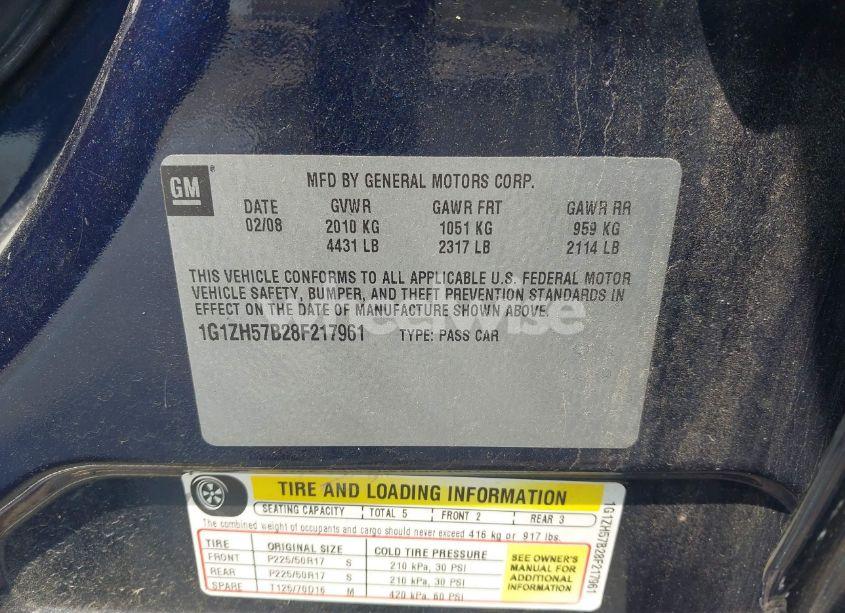 Photo 9 of 2008 Chevrolet Malibu LT (VIN 1G1ZH57B28F217961)