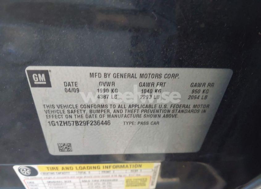 Photo 9 of 2009 Chevrolet Malibu LT (VIN 1G1ZH57B29F236446)