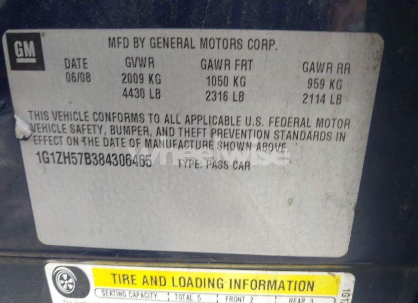 Photo 9 of 2008 Chevrolet Malibu LT (VIN 1G1ZH57B384306465)