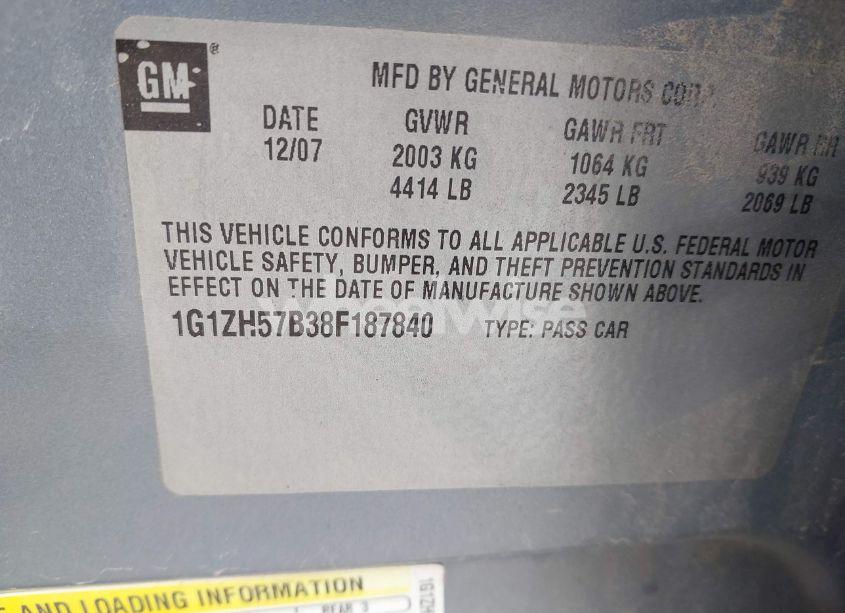 Photo 9 of 2008 Chevrolet Malibu LT (VIN 1G1ZH57B38F187840)