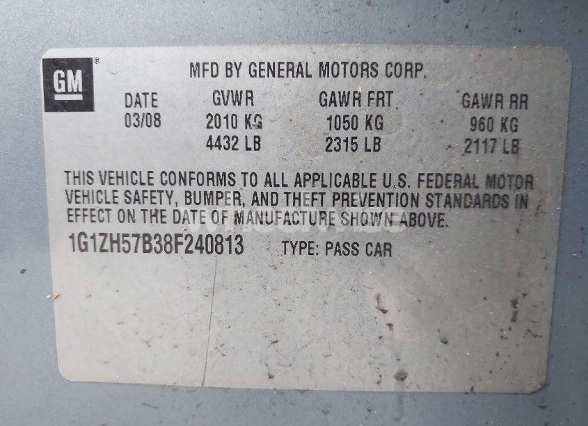 Photo 9 of 2008 Chevrolet Malibu LT (VIN 1G1ZH57B38F240813)