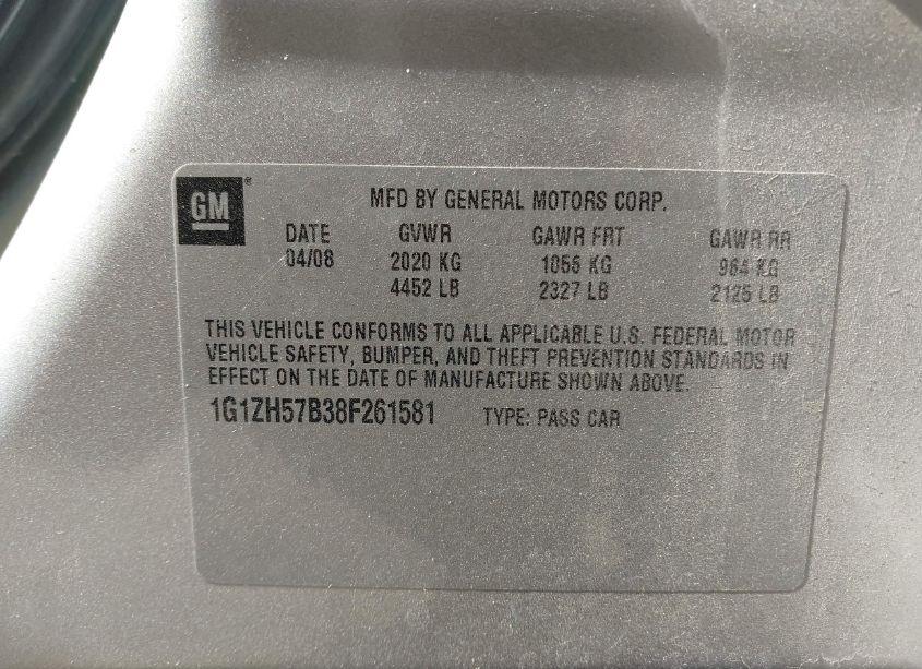 Photo 9 of 2008 Chevrolet Malibu LT (VIN 1G1ZH57B38F261581)