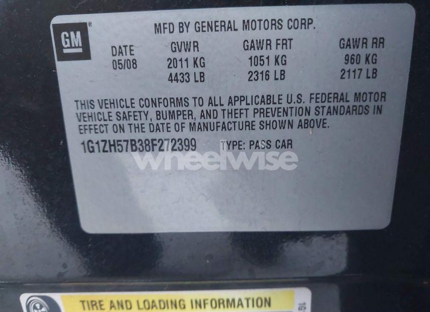 Photo 9 of 2008 Chevrolet Malibu LT (VIN 1G1ZH57B38F272399)