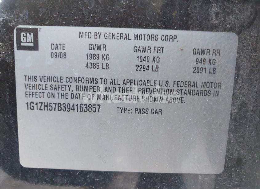 Photo 9 of 2009 Chevrolet Malibu LT (VIN 1G1ZH57B394163857)