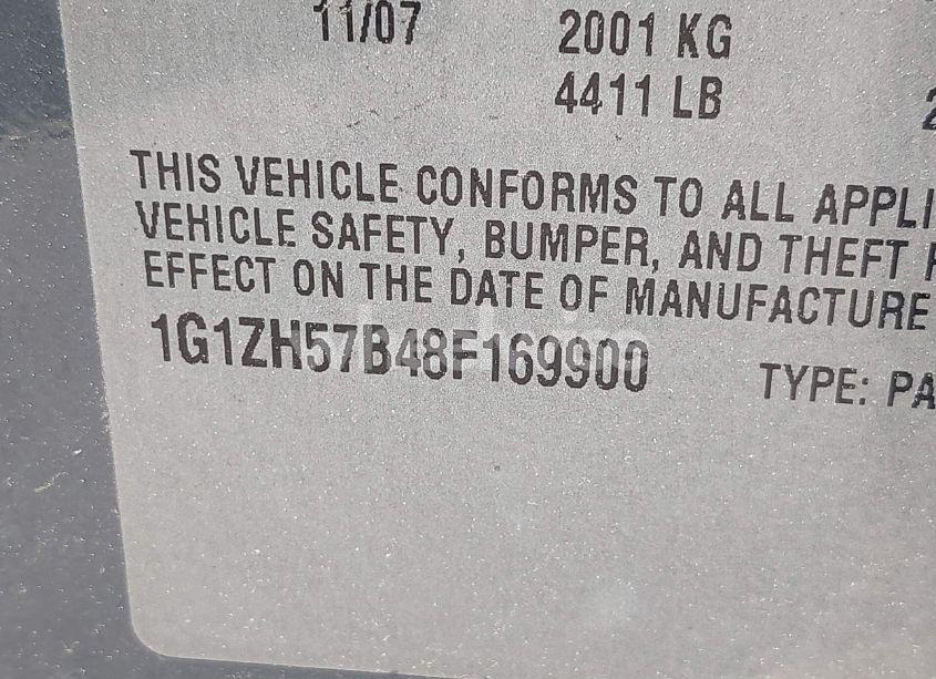 Photo 9 of 2008 Chevrolet Malibu LT (VIN 1G1ZH57B48F169900)