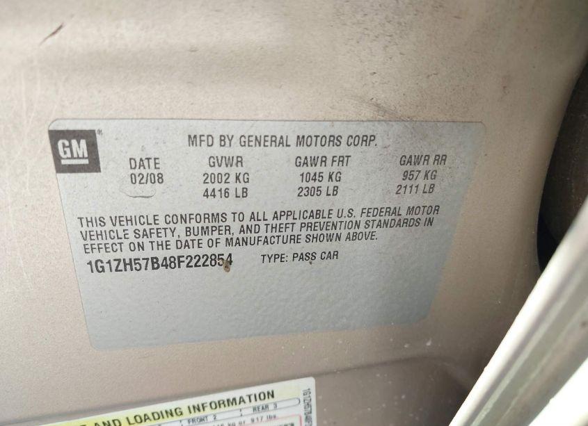Photo 9 of 2008 Chevrolet Malibu LT (VIN 1G1ZH57B48F222854)