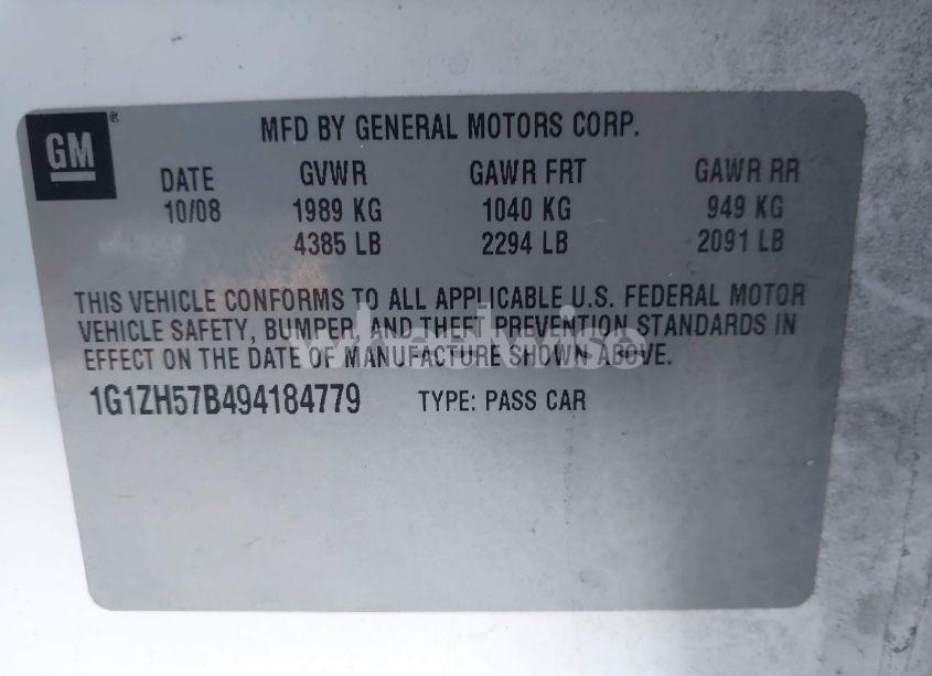 Photo 9 of 2009 Chevrolet Malibu LT (VIN 1G1ZH57B494184779)