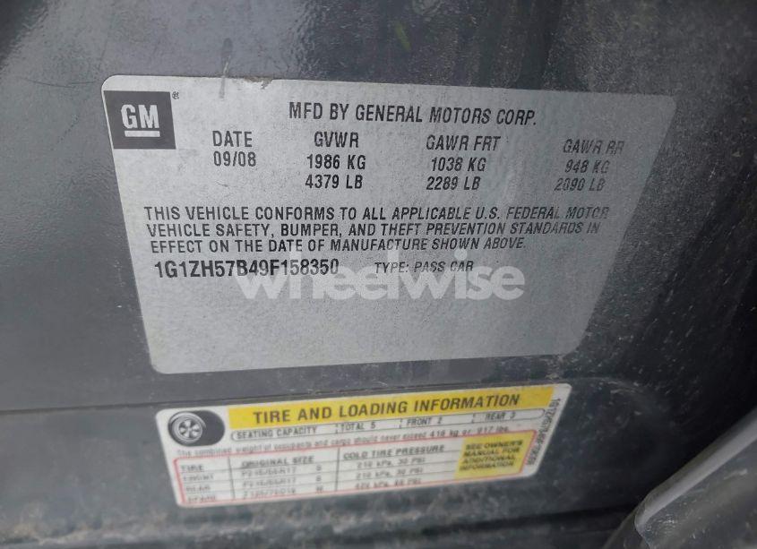 Photo 9 of 2009 Chevrolet Malibu LT (VIN 1G1ZH57B49F158350)