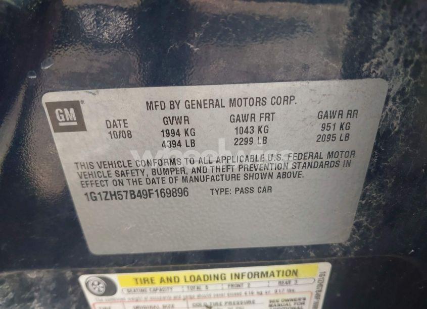 Photo 9 of 2009 Chevrolet Malibu LT (VIN 1G1ZH57B49F169896)