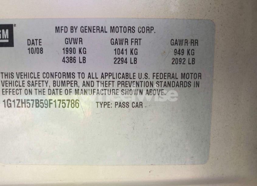 Photo 9 of 2009 Chevrolet Malibu LT (VIN 1G1ZH57B59F175786)