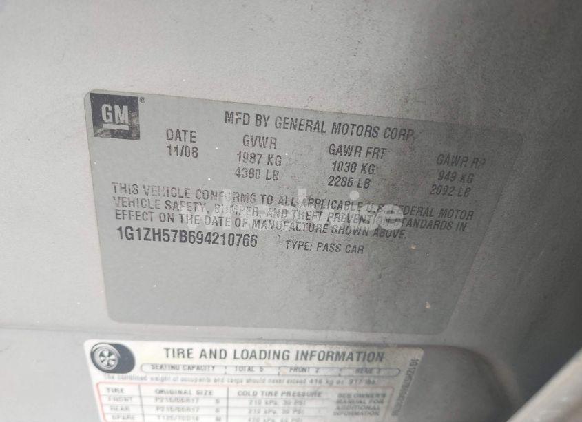 Photo 9 of 2009 Chevrolet Malibu LT (VIN 1G1ZH57B694210766)