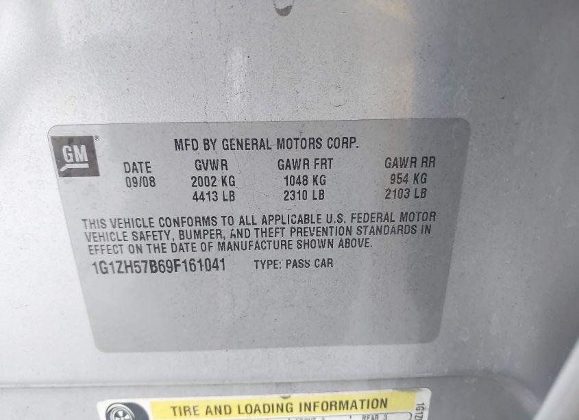 Photo 9 of 2009 Chevrolet Malibu LT (VIN 1G1ZH57B69F161041)