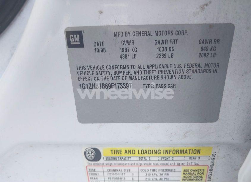 Photo 9 of 2009 Chevrolet Malibu LT (VIN 1G1ZH57B69F173397)