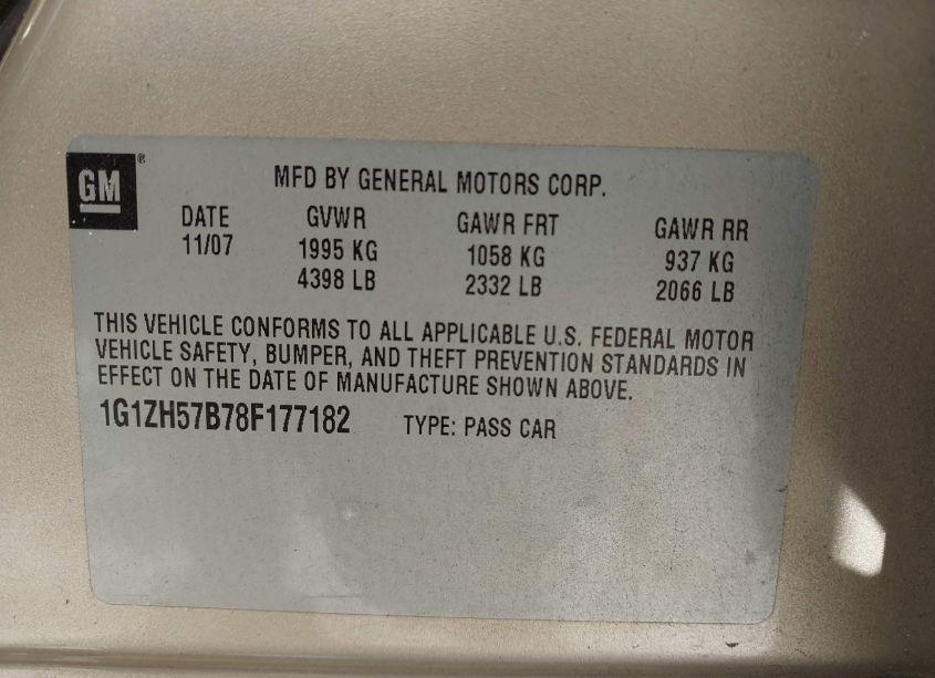 Photo 9 of 2008 Chevrolet Malibu LT (VIN 1G1ZH57B78F177182)