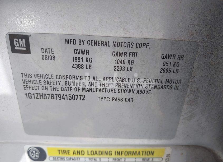 Photo 9 of 2009 Chevrolet Malibu LT (VIN 1G1ZH57B794150772)