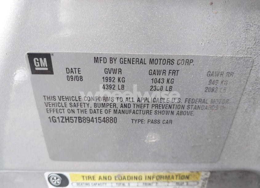 Photo 9 of 2009 Chevrolet Malibu LT (VIN 1G1ZH57B894154880)