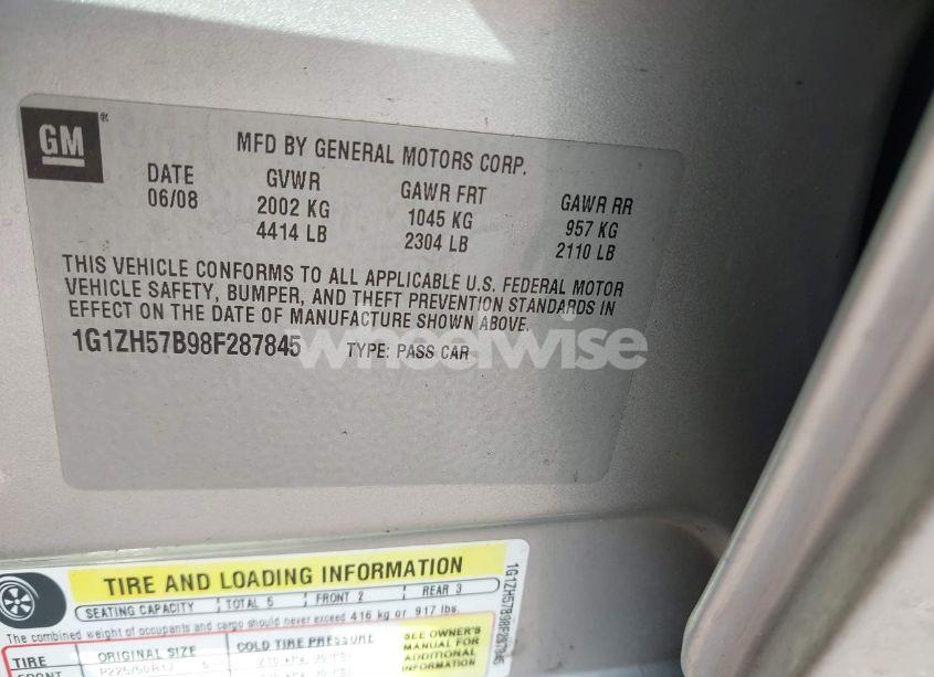 Photo 9 of 2008 Chevrolet Malibu LT (VIN 1G1ZH57B98F287845)