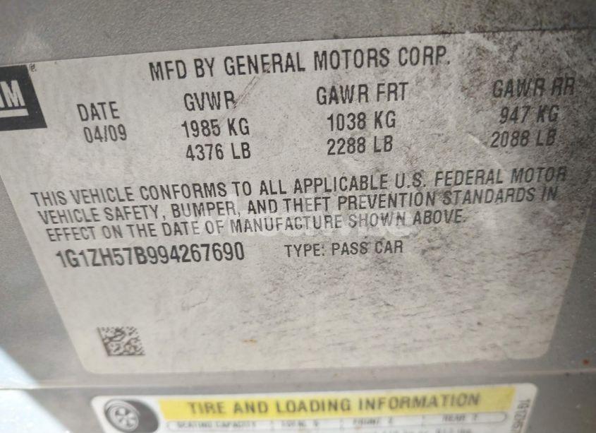 Photo 9 of 2009 Chevrolet Malibu LT (VIN 1G1ZH57B994267690)