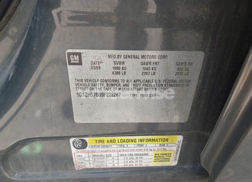 Photo 9 of 2009 Chevrolet Malibu LT (VIN 1G1ZH57B99F222267)