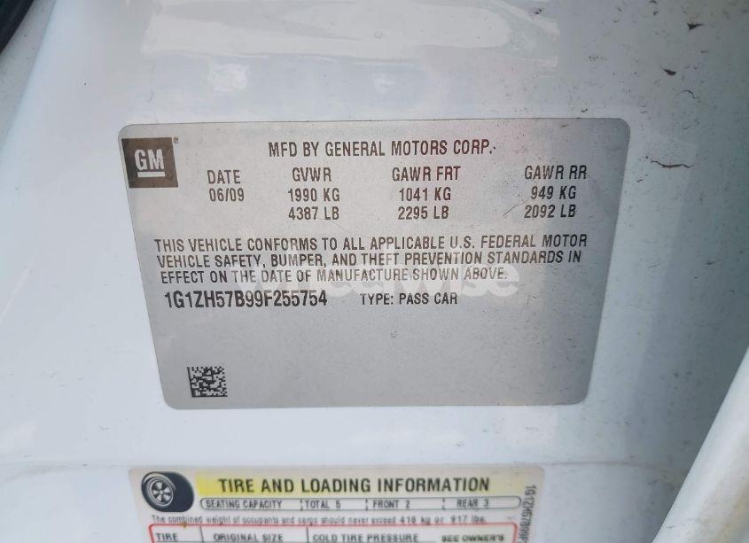 Photo 9 of 2009 Chevrolet Malibu LT (VIN 1G1ZH57B99F255754)