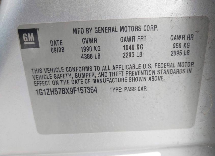 Photo 9 of 2009 Chevrolet Malibu LT (VIN 1G1ZH57BX9F157364)