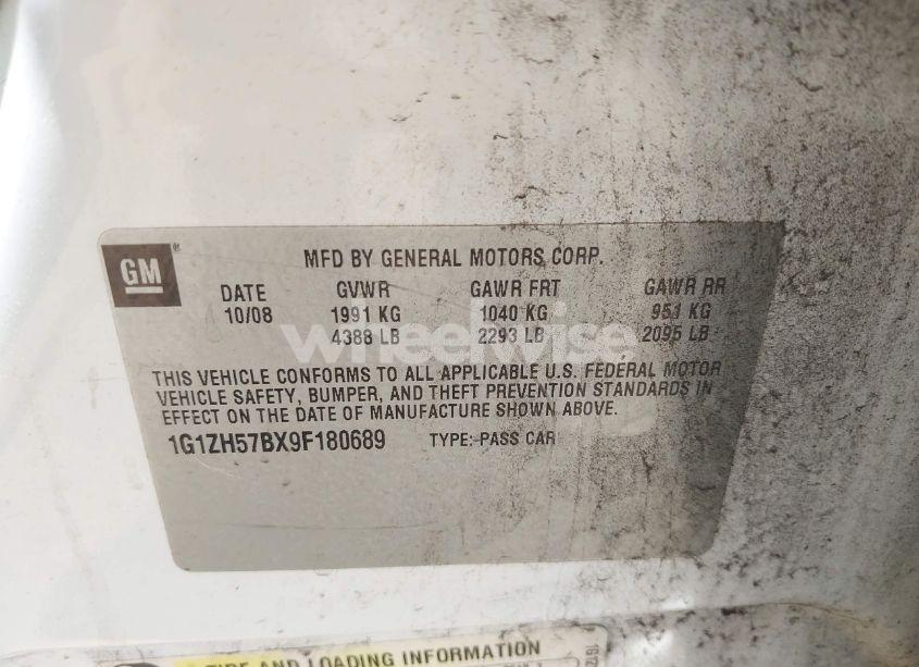 Photo 9 of 2009 Chevrolet Malibu LT (VIN 1G1ZH57BX9F180689)