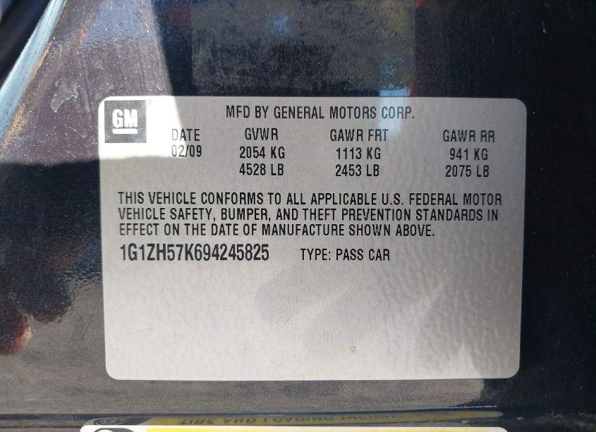 Photo 9 of 2009 Chevrolet Malibu LT (VIN 1G1ZH57K694245825)